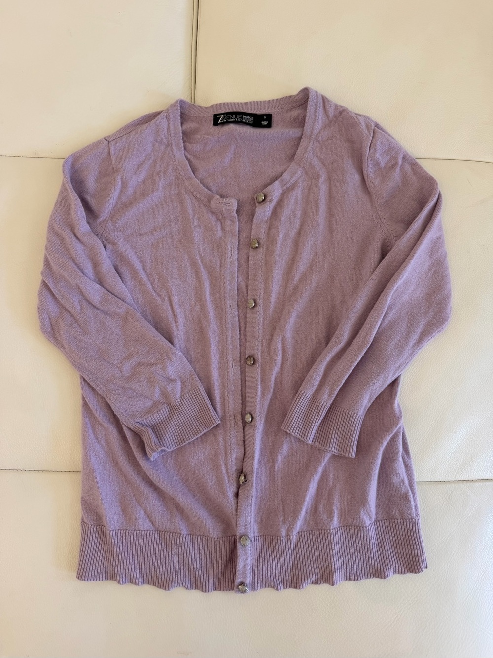 Lilac Button-Front Crewneck Cardigan - Lightweight Women’s Knit